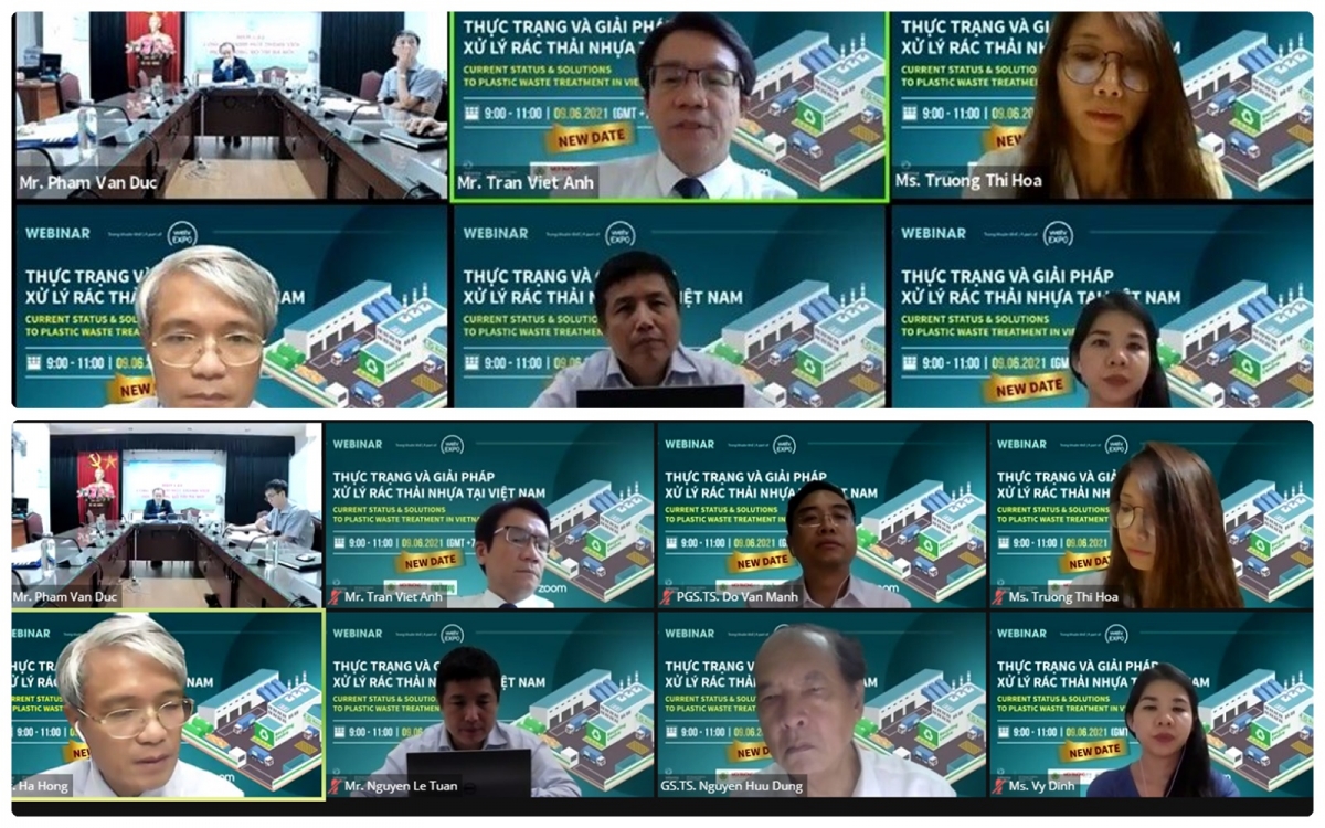 Các đại biểu, khách mời tham gia Tọa đàm trực tuyến với Chủ đề “Thực trạng và giải pháp xử lý rác thải nhựa tại Việt Nam”